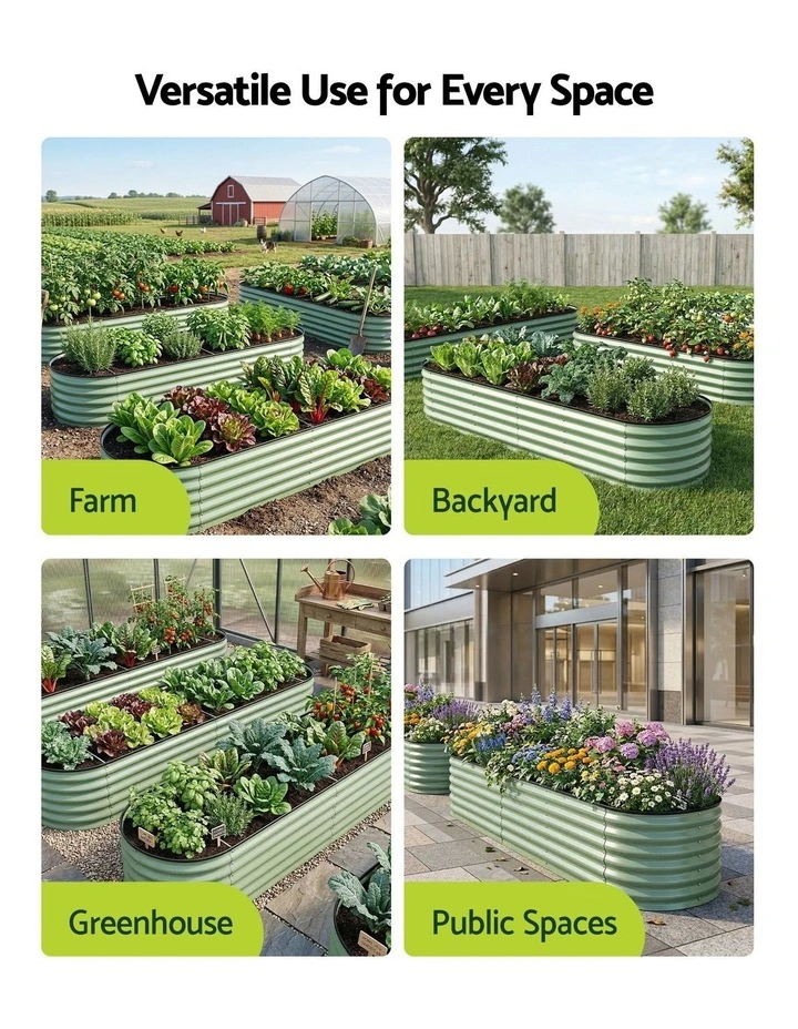 Oval Raised Garden Bed 240x60x45cm in Green image 7