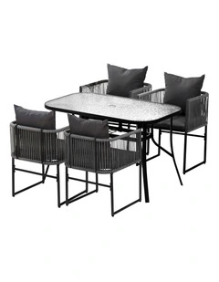 Outdoor Dining Set 5 Pieces in Black