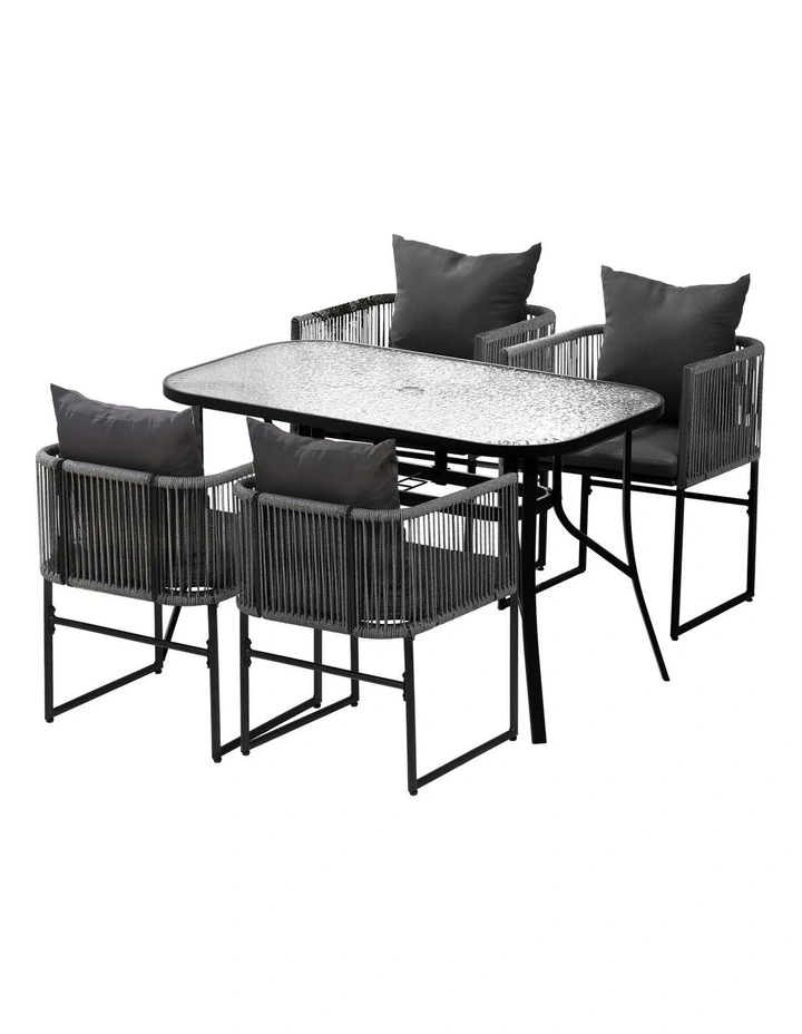 Outdoor Dining Set 5 Pieces in Black image 1