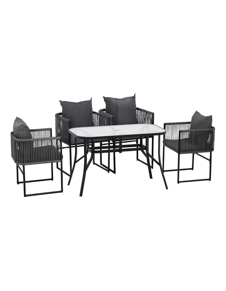 Outdoor Dining Set 5 Pieces in Black image 2
