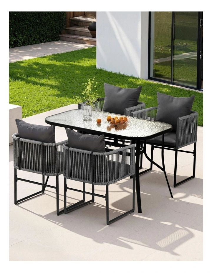 Outdoor Dining Set 5 Pieces in Black image 3