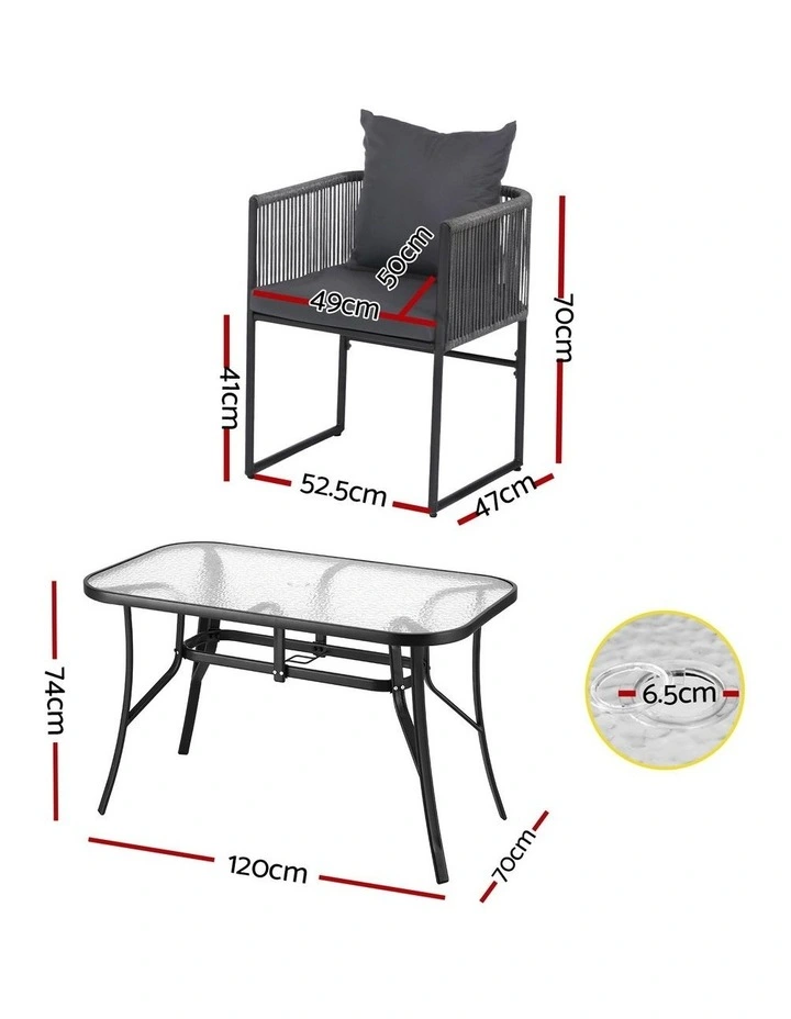 Outdoor Dining Set 5 Pieces in Black image 4