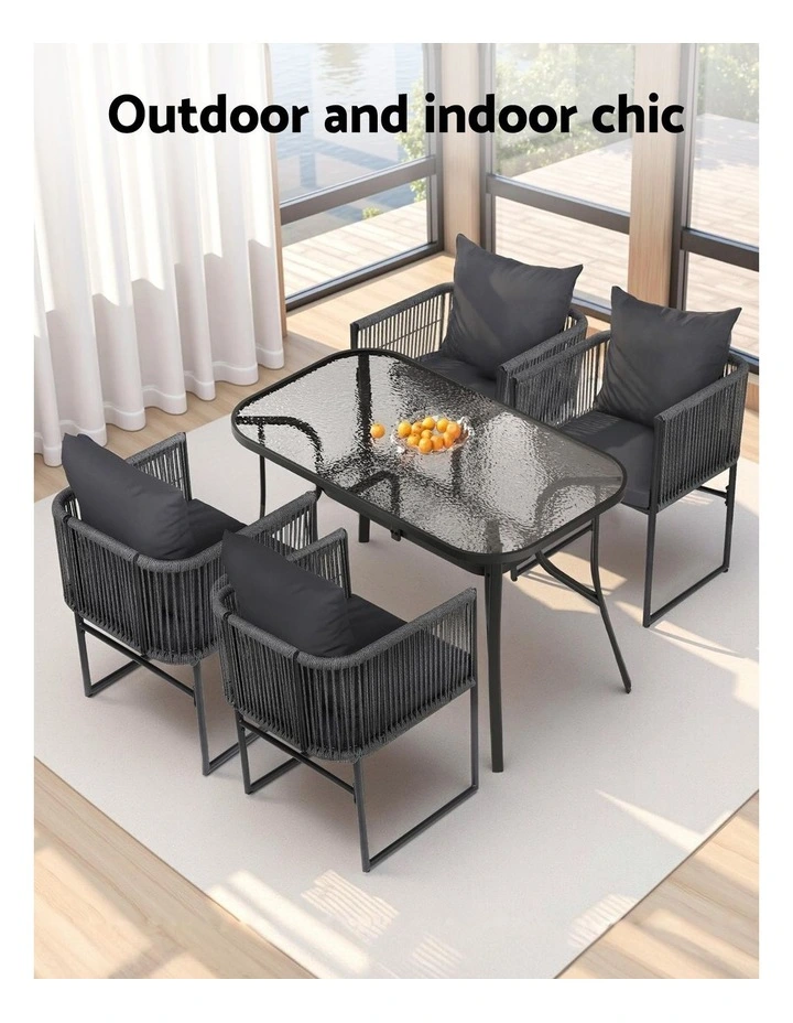 Outdoor Dining Set 5 Pieces in Black image 7