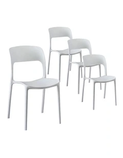 Stackable Pp Patio Outdoor Dining Chair Garden Furniture 4Pieces in White