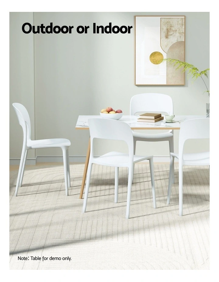Stackable Pp Patio Outdoor Dining Chair Garden Furniture 4Pieces in White image 7