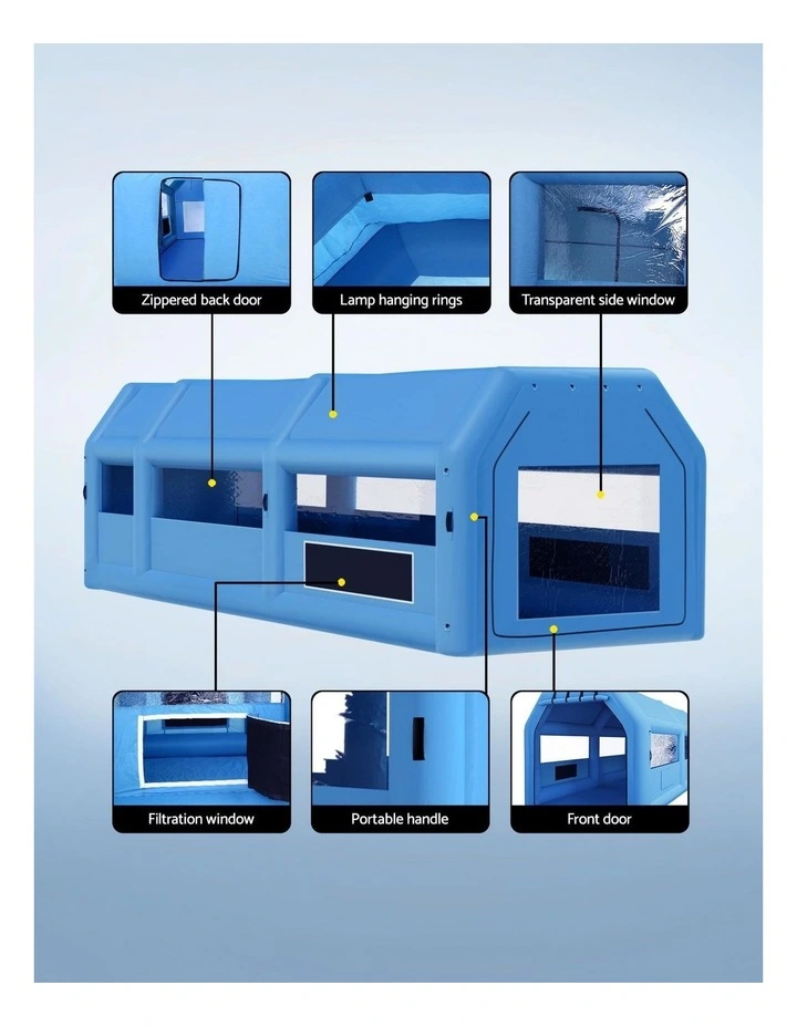 Inflatable Spray Booth Car Paint Tent 10x5x3.5m in Blue image 5