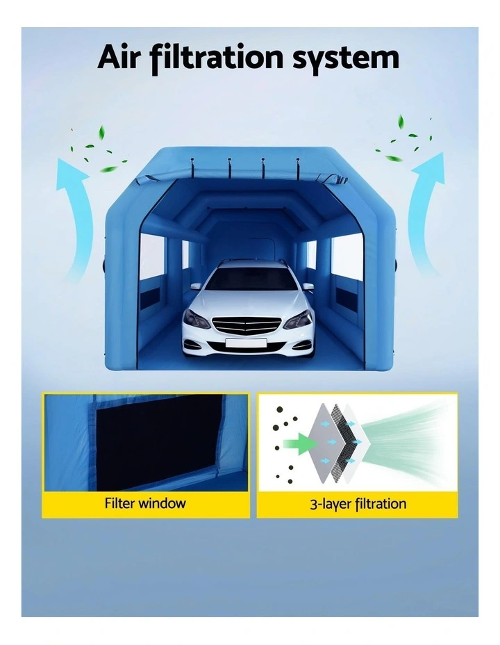 Inflatable Spray Booth Car Paint Tent 10x5x3.5m in Blue image 7