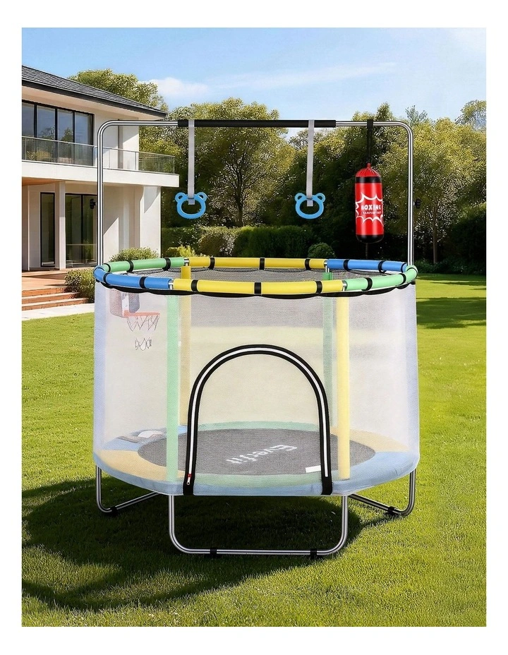 Rebounder With Basketball Set Sandbag Boxing Trampoline Game 55inch image 3