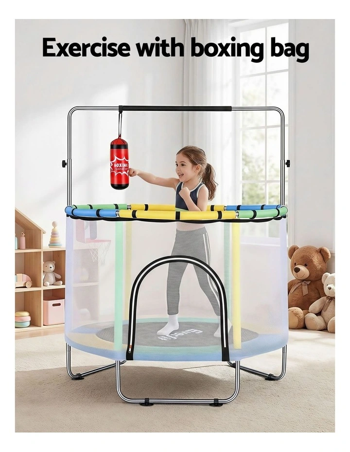 Rebounder With Basketball Set Sandbag Boxing Trampoline Game 55inch image 6