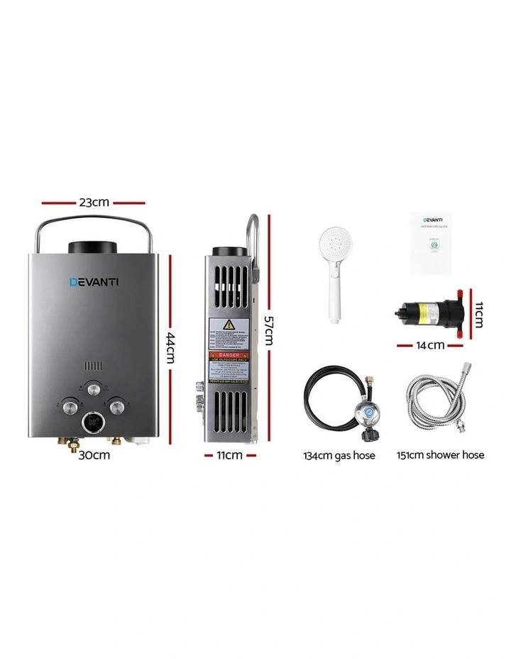Portable Gas Water Heater With Pump Lpg System in Grey image 4