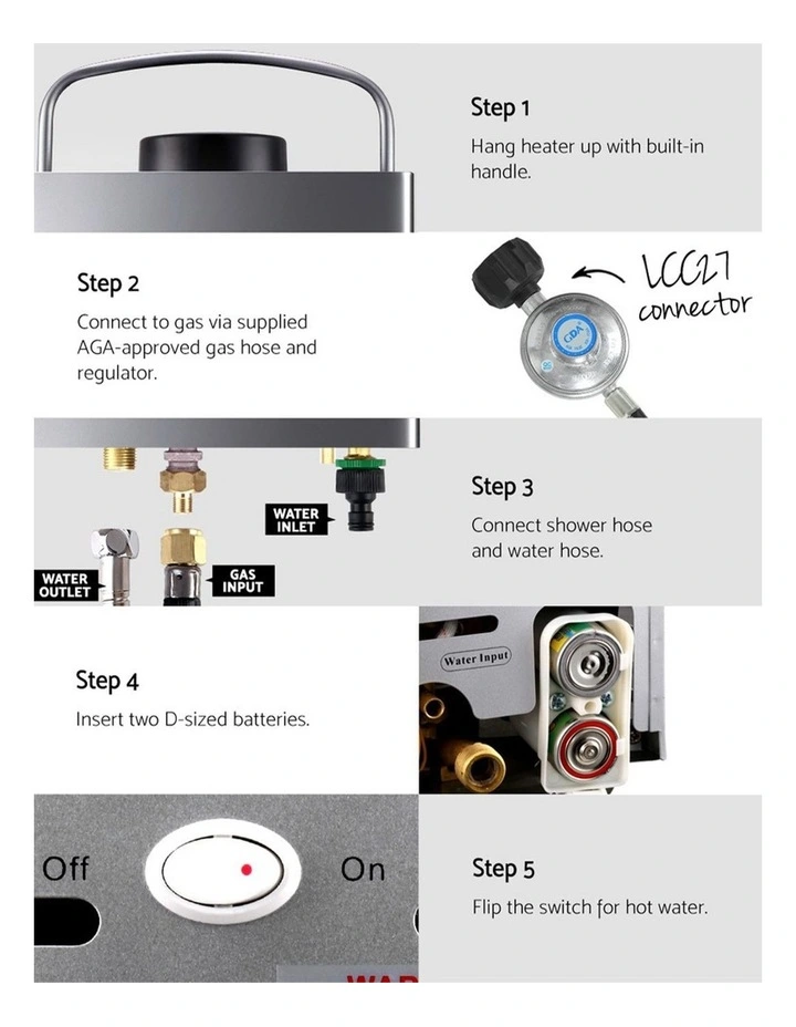 Portable Gas Water Heater With Pump Lpg System in Grey image 7