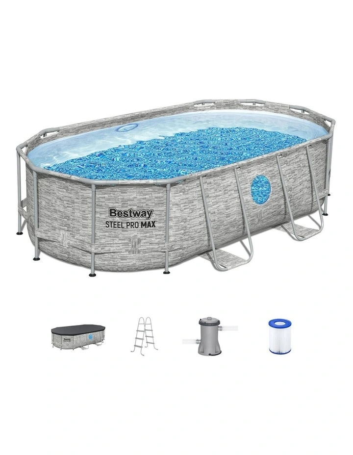 Steel Frame Above Ground Filter Pump Ladder Swimming Pool 7250L 427x250x100cm  in Multi image 2