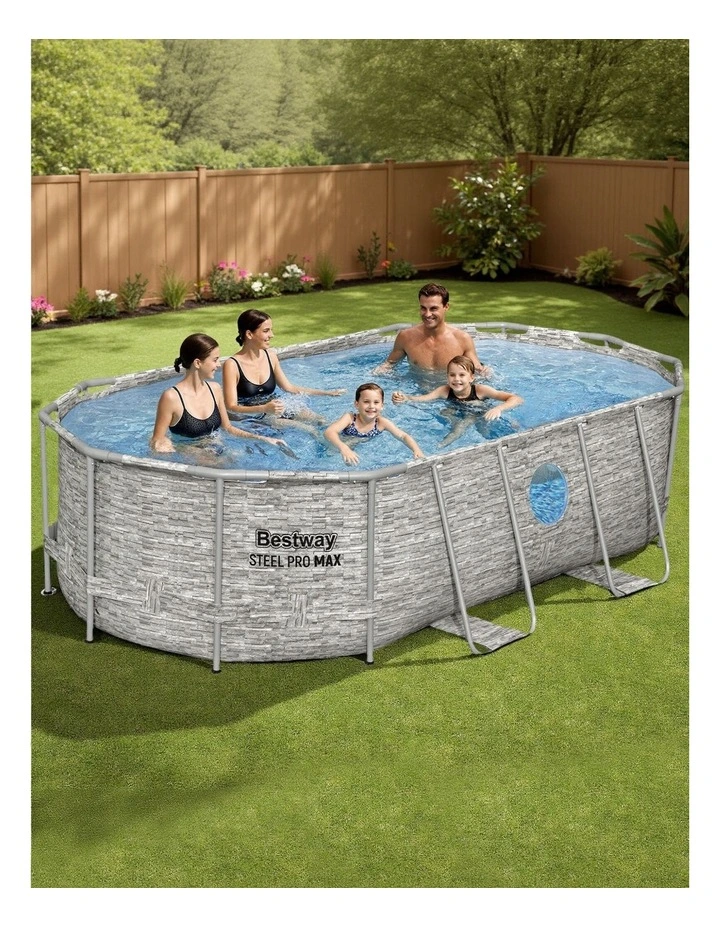 Steel Frame Above Ground Filter Pump Ladder Swimming Pool 7250L 427x250x100cm  in Multi image 3
