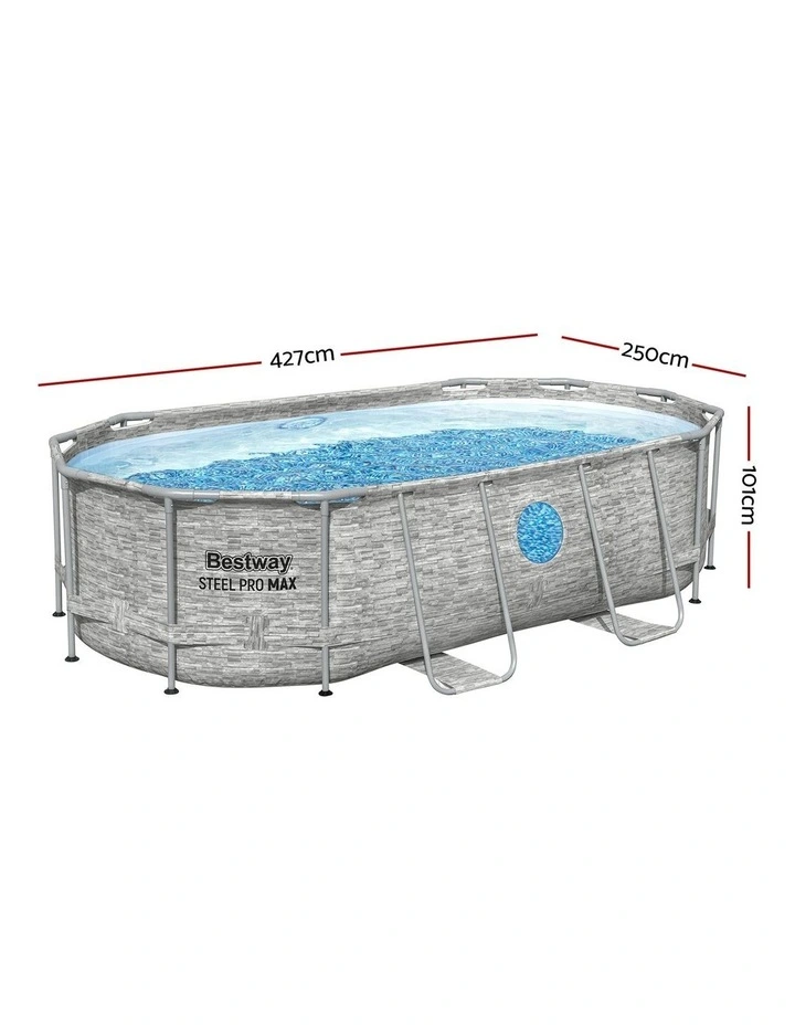 Steel Frame Above Ground Filter Pump Ladder Swimming Pool 7250L 427x250x100cm  in Multi image 4
