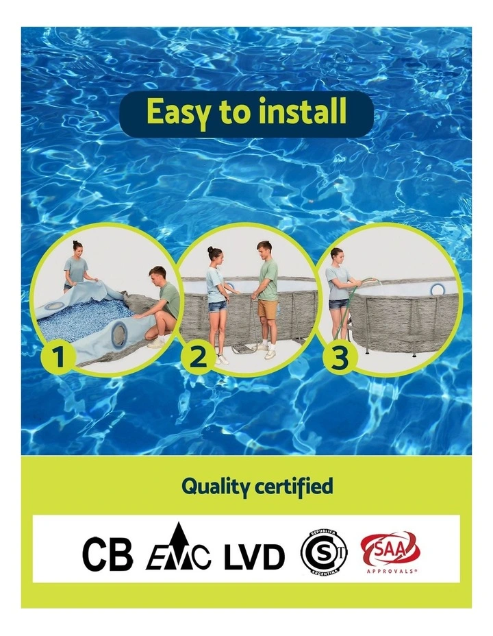 Steel Frame Above Ground Filter Pump Ladder Swimming Pool 7250L 427x250x100cm  in Multi image 7