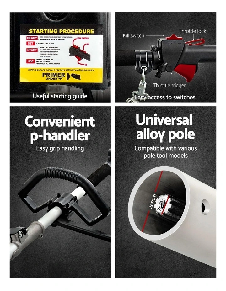 7 In 1 Pole Chainsaw Petrol Hedge Trimmer Tree Pruner 12'' in Multi image 6