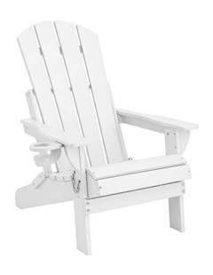 Folding Adirondack Beach Hdpe Sun Lounge Patio Outdoor Garden Chairs in White