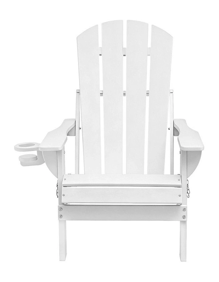 Folding Adirondack Beach Hdpe Sun Lounge Patio Outdoor Garden Chairs in White image 4