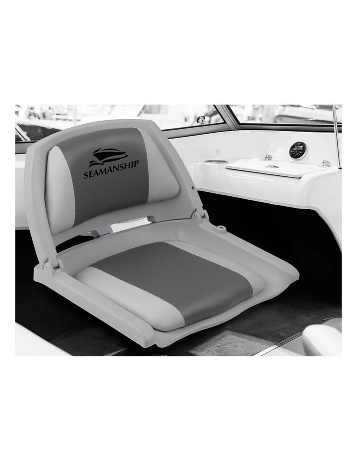 Folding Boat Swivel Low Back Marine Seat 2 Pieces 4cm in Padding Grey image 4