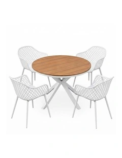 Outdoor Dining Set 5 Pieces in White