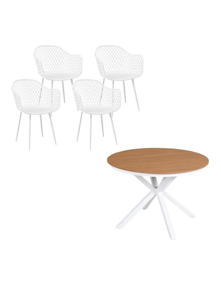Outdoor Dining Set 5 Pieces in White image 2