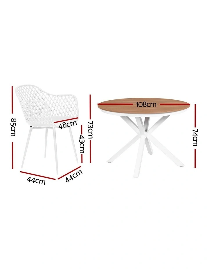Outdoor Dining Set 5 Pieces in White image 4