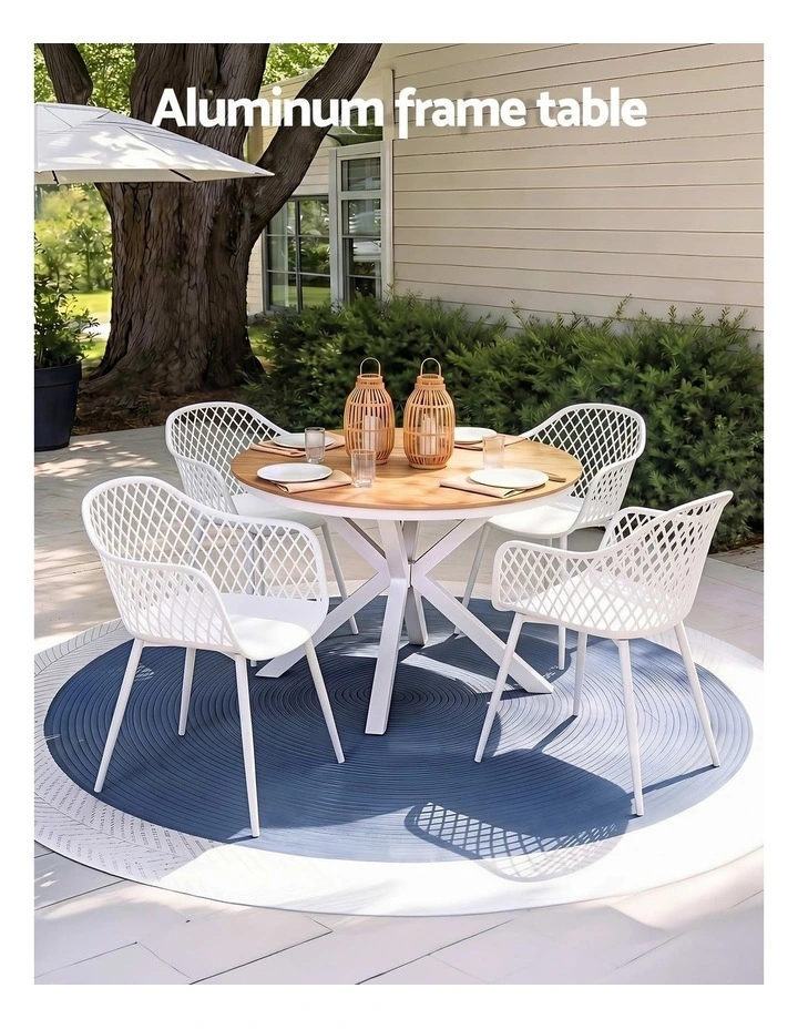 Outdoor Dining Set 5 Pieces in White image 5