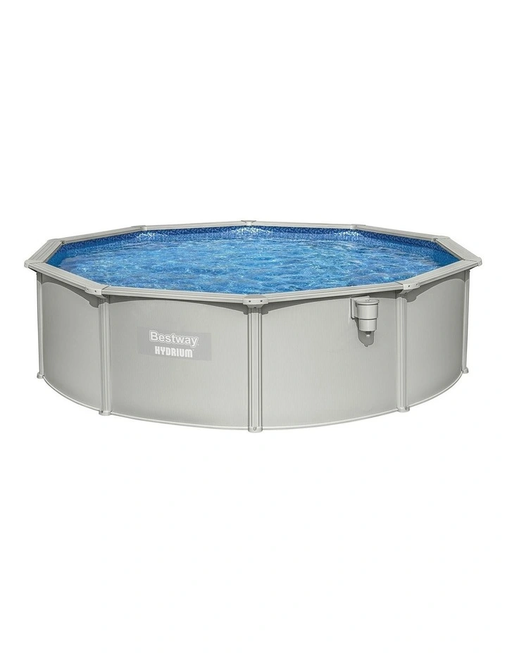 Swimming Pool Steel Frame Round Pool Set 457cm With Filter Ladder 17430L in Grey image 1