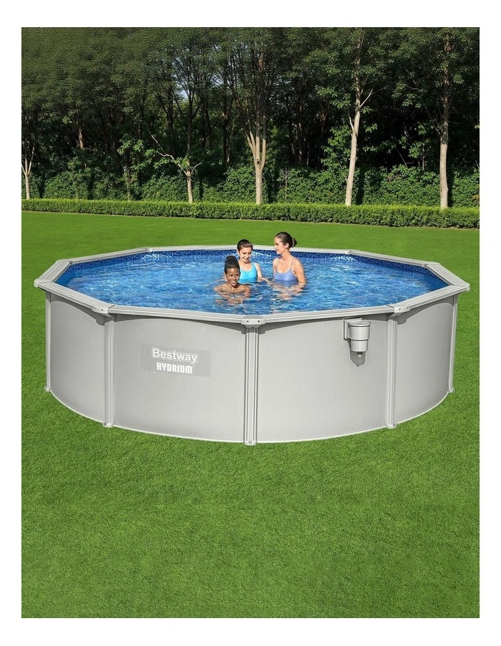 Swimming Pool Steel Frame Round Pool Set 457cm With Filter Ladder 17430L in Grey image 3