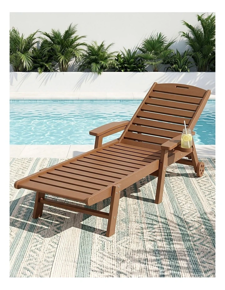 Sun Lounge Lounger Beach Chair in Brown image 3
