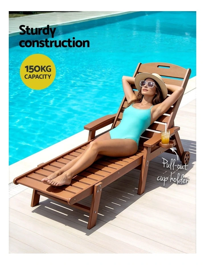Sun Lounge Lounger Beach Chair in Brown image 7