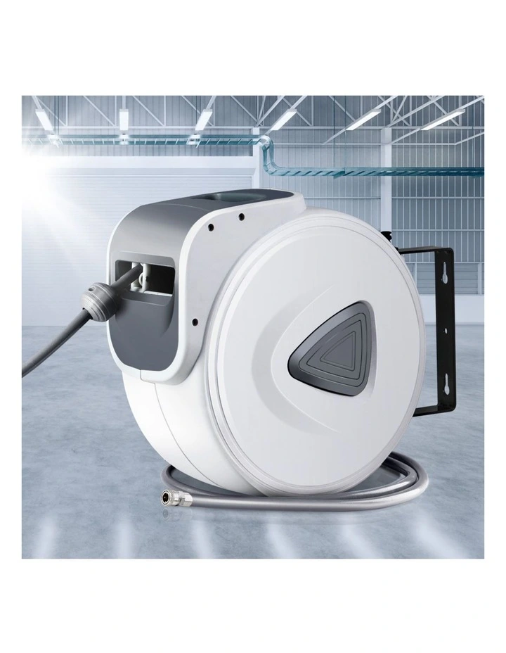 Compressor Auto Rewind Retractable Wall Mounted Garage Air Hose Reel 20m in Grey image 3