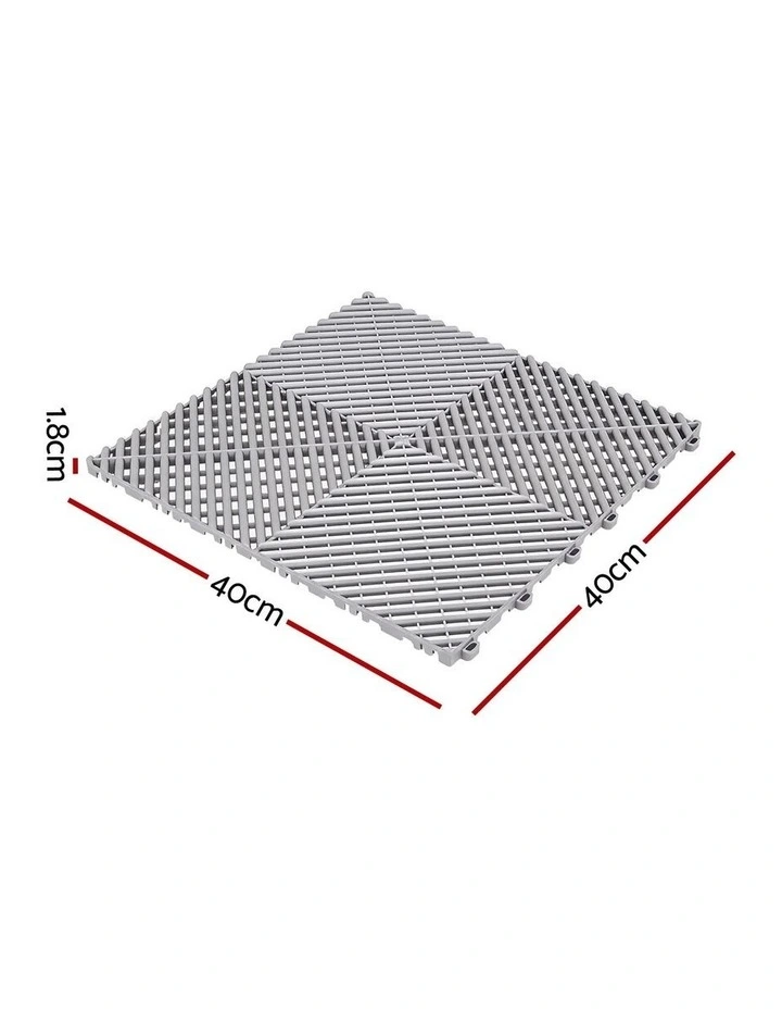 Interlocking Drainage Non-Slip Garage Floor Tiles 20 Pieces in Grey image 2