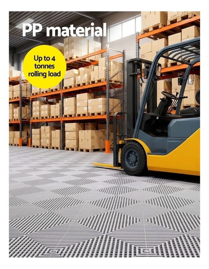 Interlocking Drainage Non-Slip Garage Floor Tiles 20 Pieces in Grey image 6