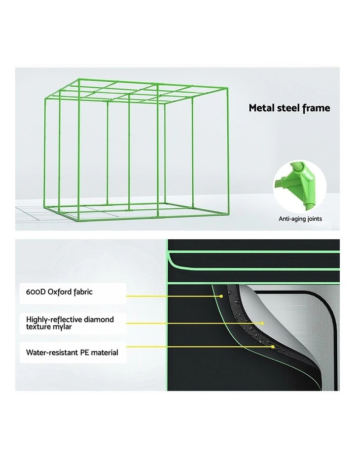 Hydroponics Indoor Grow Tent Kits 240x240x200cm in Black image 6