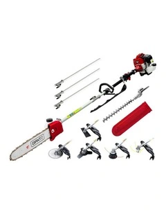 7 In 1 Petrol Tree Pruner Long Reach Pole Chainsaw 12 Inch Bar in Multi