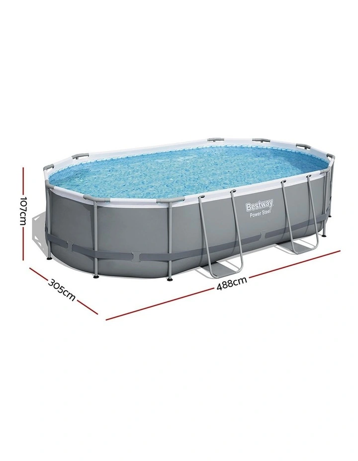 Steel Frame Swimming Pool Set 488x305x107cm in Grey image 4