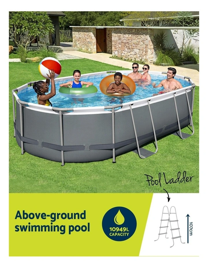 Steel Frame Swimming Pool Set 488x305x107cm in Grey image 5