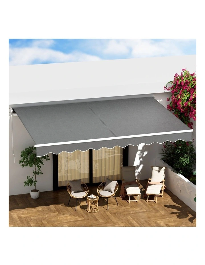 Retractable Folding Arm Awning Manual Sunshade 4mx2.5m in Grey image 3