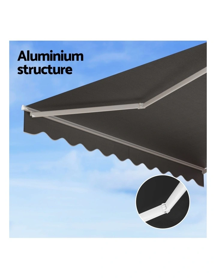 Retractable Folding Arm Awning Manual Sunshade 4mx2.5m in Grey image 5