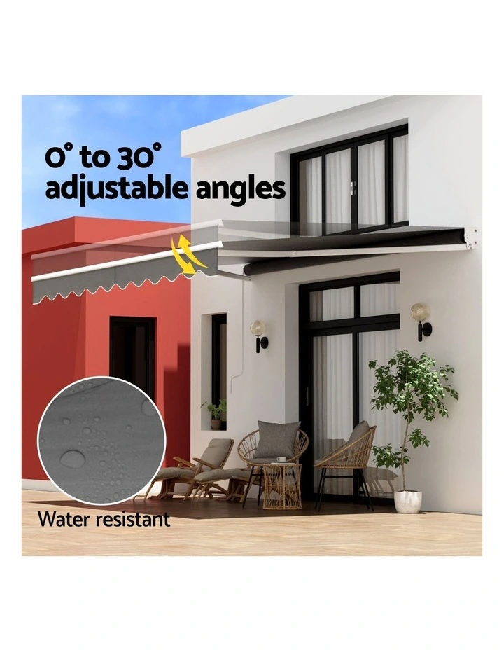 Retractable Folding Arm Awning Manual Sunshade 4mx2.5m in Grey image 6