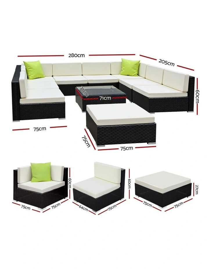 Outdoor Sofa Set 10-Piece in Multi image 4