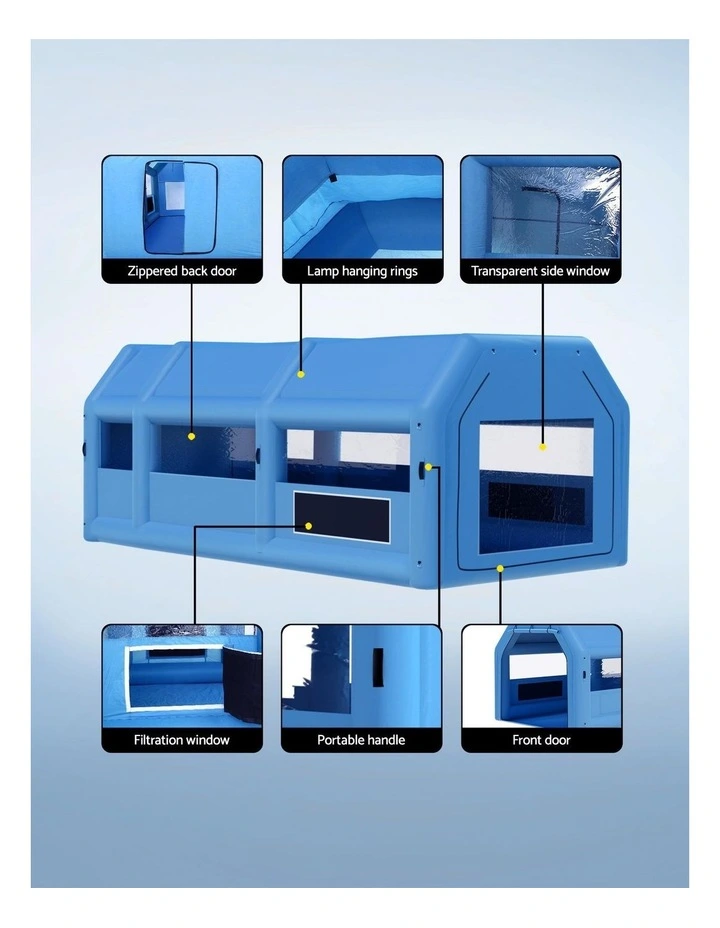 Spray Booth Car Paint Inflatable Tent 8.5x4.8m in Blue image 5