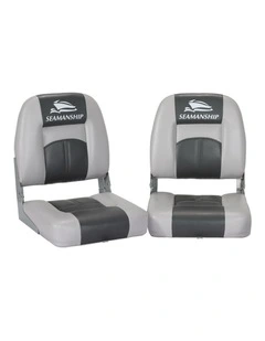 Marine Swivel Low Back Folding Boat Seats 2 Pieces 10cm in Padding Charcoal