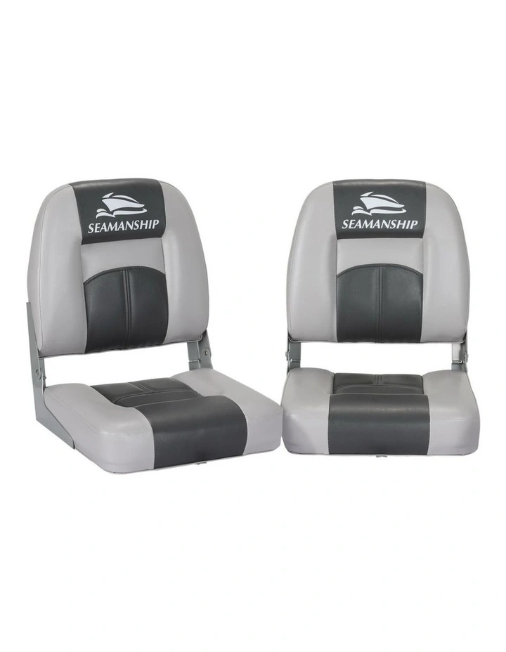 Marine Swivel Low Back Folding Boat Seats 2 Pieces 10cm in Padding Charcoal image 1