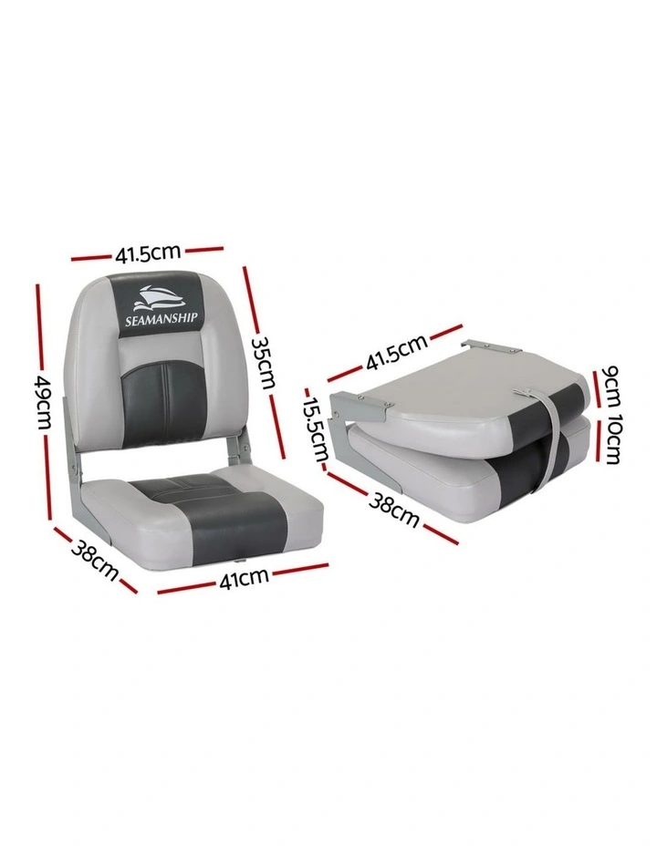 Marine Swivel Low Back Folding Boat Seats 2 Pieces 10cm in Padding Charcoal image 2