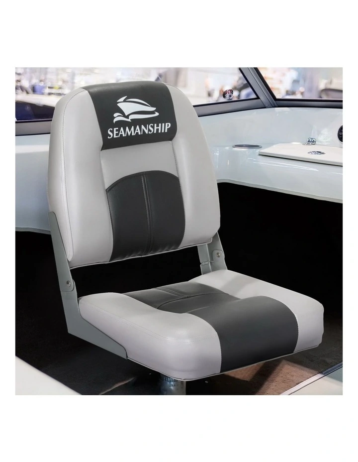 Marine Swivel Low Back Folding Boat Seats 2 Pieces 10cm in Padding Charcoal image 5