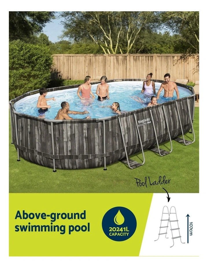 Filter Pump Ladder Cover Swimming Pool Steel Frame Set 6.1x3.66m in Grey image 5