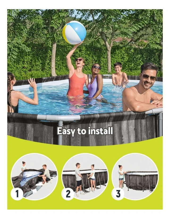 Filter Pump Ladder Cover Swimming Pool Steel Frame Set 6.1x3.66m in Grey image 7
