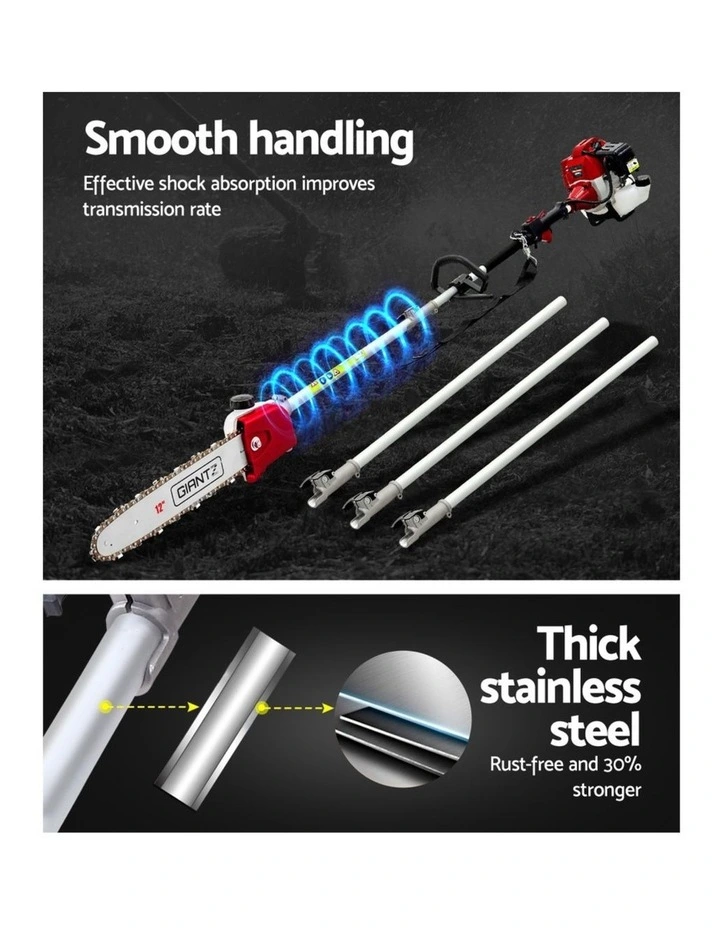 Pole Chainsaw 2 Stroke Petrol Tree Pruner Long Reach Saw 12 Inch in Multi image 6